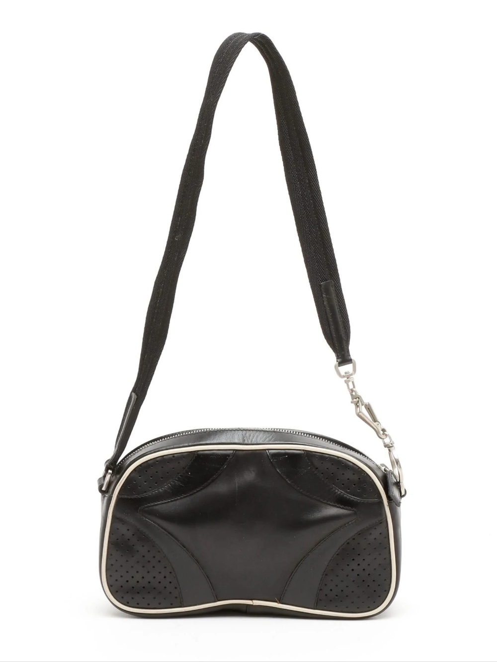 Small Prada Vitello Drive Perforated Bowling Shoulder Bag